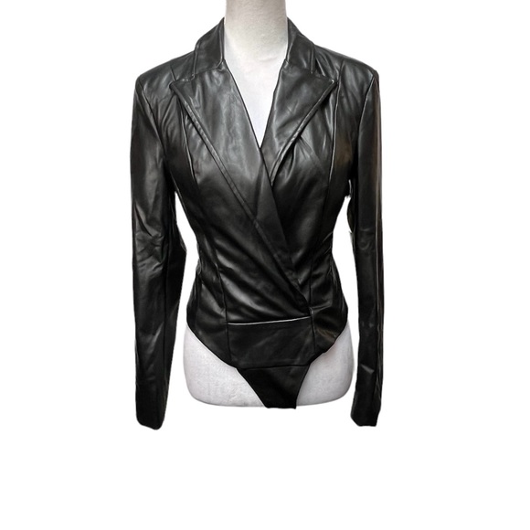 L’ATISTE Faux Leather Bodysuit / Size: Medium/Color: Black/ Item# 433-26 - Picture 1 of 7